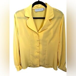 Howard Wolf Vintage Button-Up Blouse – Yellow, Classic Career Shirt, SZ: 2